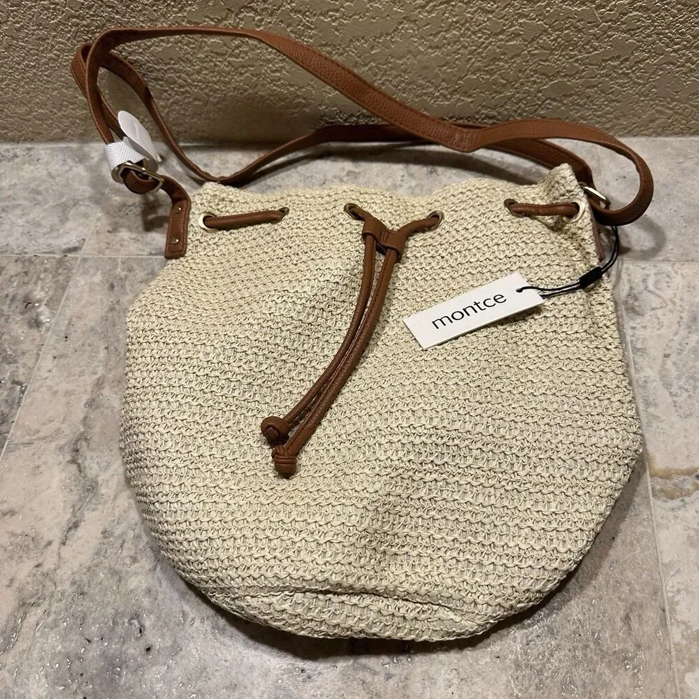 Montce Ali Bucket Bag Brown One Size New with‎ Tags Straw Purse